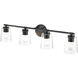 None 4 Light 34 inch Matte Black Bathroom Vanity Light Wall Light